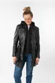 Ledermantel "BENTE2", (mit Gürtel), lange Lederjacke mit Gürtel & abnehmbarem Kapuzen-Inlay, Gr. XXXL/46, black