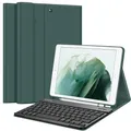 FINTIE Tastatur Hülle für iPad 10.2 Zoll (9/8/ 7 Generation - 2021/2020/2019), Schutzhülle mit TPU Rückschale, Pencil Halter und magnetisch Abnehmbarer Tastatur mit QWERTZ Layout, Dunkelgrün