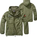 BWuM Tactical Windbreaker Zipper Fleece + Patch & Flaggen, Größe:L, Farbe:Oliv