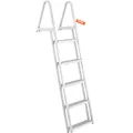 VEVOR Dockleiter 5 abnehmbare Stufen 159 kg Tragkraft Pontonbootleiter aus Aluminiumlegierung mit ca. 10 cm breiter Stufe und Rutschfester Gummimatte zum Einsteigen in Schiffe/Seen/Schwimmbäder/Meere