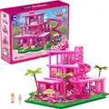 Barbie THE Movie - MEGA Puppenhaus für Filme Fans,Konstruktionsspielzeug für Erwachsene, Nachbildung des Traumhauses, enthält 4 kleine Puppenr, HPH26