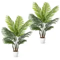 PASCH® 2 x Areca Kunstpalme groß (110cm) - Naturgetreu & Langlebig | Realistische Kunstpflanzen groß | Künstliche Pflanzen groß | Palme künstlich | Künstliche Palme für EIN natürliches Ambiente