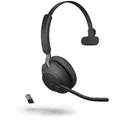 Jabra Evolve2 65 Headset, Mono, kabellos, schwarz Bluetooth, inkl. Link 380 USB-A, inkl. Ladestation, Optimiert Microsoft Teams