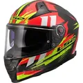 LS2 FF811 Vector II Carbon Tantic Helm, rot-gelb, Größe L für Männer