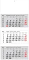 GÜSS-3-Monatskalender einzelne Monatsblöcke: 3-Monatsblockkalender, 3 Blöcke á 12 Monatsblätter, mit umgelegtem Datumsschieber, 2-farbiger Druck, 3-sprachig, Größe: 30,0cm x 70,0cm