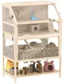 PawHut Hamsterkäfig aus Holz 3 Etagen 80x53x117cm Nagerkäfig mit Ablage Laufrad