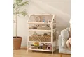 PawHut Kleintierkäfig 3 Etagen Hamsterkäfig aus Holz mit Ablage Laufrad Wippe Rampe Hütte, für Zwerghamster 80 x 53 x 117 cm Naturholz