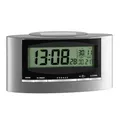 TFA Dostmann Digitaler Funkwecker, 98.1071,mit Temperatur, komplett solarbetrieben, Wochentag und Datum, Temperaturanzeige, Kunststoff, Silber-schwarz, L 156 x B 52 x H 81 mm