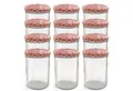 Oputec Einmachglas 12x 440 ml Einmachgläser mit Schraubdeckel TO 82 rot Marmeladengläser, Glas / Metall