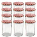 Oputec 12x 440 ml Einmachgläser Schraubdeckel rot Marmeladengläser Sturzgläser