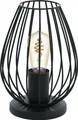 EGLO Tischlampe Newtown, 1 flammige Vintage Tischleuchte, Nachttischlampe aus Stahl, Farbe: Schwarz, Fassung: E27, inkl. Schalter