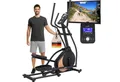 Skandika Crosstrainer Carbon P18, Ellipsentrainer für Zuhause, 32 Widerstandsstufen (Transportrollen, Tablet-Halterung, Bluetooth, bis 135 kg, Größe Pedale), 13 Programme, LCD Display, App kompatibel, Handpulssensoren