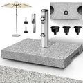 tillvex® Granit Sonnenschirmständer mit Transportgriff Grau - 27 kg Rechteckig | Schirmständer Sonnenschirm mit Edelstahlrohr | Balkonschirmstä... - Grau