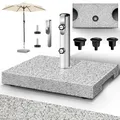 tillvex® Granit Sonnenschirmständer mit Transportgriff 25 kg Rechteckig | Schirmständer Sonnenschirm mit Edelstahlrohr | Balkonschirmständer für Schirmstöcke 16-48 mm & 250 cm Schirmdurchmesser