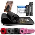 NEOLYMP extra dicke Fitnessmatte rutschfest inkl. Tragegurt & E-Book – Yogamatte, Gymnastikmatte, Sportmatte & Pilates Matte – Trainingsmatte für Zuhause, Studio & Outdoor (schwarz 61 cm)