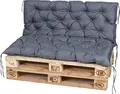 TexDeko Garden Palettenauflage 120x60cm mit Rückenlehne UV-beständig Grau