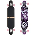 Flex1 bis 122kg - Camber Longboard (Flex1 bis 122kg, lila Blume LED - Ahornholz)