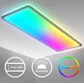 LED Deckenlampe mit indirektem Licht, Fernbedienung, buntes RGB+W Licht, LED Panel, Deckenleuchte flach, Schlafzimmerlampe, Flur, 58x20x3 cm, Schwarz