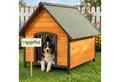 Zooprinz Hundehütte Luna mit Klappdach und Lamellen, Bitumenbahnen, wetterfest lasiertes Kiefernholz, für mittelgroße Hunde