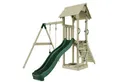 OutdoorToys Spielturm Göteborg, aus Holz in Dunkelgrün mit Kinderschaukel & Rutsche
