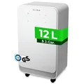 KLAMER Luftentfeuchter elektrisch 12L, 100m³ Luftumwälzung pro Stunde, 280W starker Raumentfeuchter, Entfeuchter mit bis zu 2 Liter Fassungsvermögen