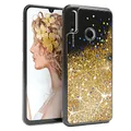 EAZY CASE Hülle kompatibel mit Huawei P Smart (2019) Schutzhülle mit Flüssig-Glitzer, Handyhülle, Schutzhülle, Back Cover mit Glitter Flüssigkeit, TPU/Silikon, Transparent/Durchsichtig, Gold