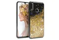 EAZY CASE Handyhülle Liquid Glittery Case für Huawei P Smart 2019 6,21 Zoll, Durchsichtig Back Case Handy Softcase Silikonhülle Glitzer Cover Gold