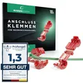 RASENWERK® - Anschlussklemmen für Mähroboter Begrenzungskabel Ladestation - T-Abzweigverbinder Abzweigklemmen Stromdieb - Kompatibel für Gardena, Husqvarna, Yard Force - rot - 10 Stück
