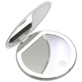 Fantasia Taschenspiegel, rund, Weiss, mit 3-Fach Vergrösserung, LED-Beleuchtung, Ø 8 cm