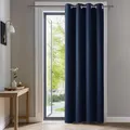 Deconovo Verdunkelungsvorhang mit Ösen für Wohnzimmer Thermogardine Kälteschutz, 260x140 cm(HöhexBreite), Dunkelblau, 1 Stück