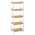 SONGMICS Bambus Regal, Küchenregal, Badregal, Bücherregal, Standregal mit 5 Ablagen, 31,5 x 45 x 142 cm, für Bad, Küche, Wohnzimmer, Schlafzimmer, Balkon, naturfarben-weiß BCB75WN