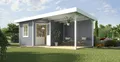 Gartenhaus Blockhaus  Pultdach 28 mm Designhaus 213 B grau 533x238 cm Weka