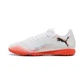 Puma Future 8 Play Astro Turf Herren-Fußballschuhe, Puma Weiß, Puma Schwarz, leuchtendes Rot, 40 EU