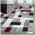 OTTO home Teppich Corine, rechteckig, Höhe: 9 mm, mit besonders weichem Flor, Kurzflor, modernes Karo-Design rot 200 cm x 300 cm x 9 mm