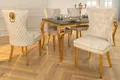 riess-ambiente Esszimmerstuhl CASTLE DELUXE beige/gold - Samt, Edelstahl, Löwenkopf-Griff (Einzelartikel, 1 St), glamouröser Stuhl mit Nieten - ideal für Deinen Barock-Look