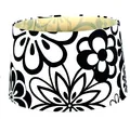 Dirk Davids Leuchten GmbH Lampenschirm Lampenschirm Rund Flashback Blume Leinen Schwarz 40-35-24cm, Exklusives Design