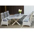SIENA GARDEN Corido/Sincro Garten-Essgruppe, ice grey/weiß grau, Alu/Gardino®-Geflecht/Keramik, Ausziehtisch 200/260x100 cm, 6 Diningsessel