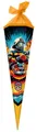 goldbuch 98 160 Schultüte 85 cm Feuerwache, Zuckertüte 6-eckig, Geschenktüte mit Feuerwehr-Motiv, Geschenkverpackung aus Lackkarton, Einschulungstüte mit gelbem Netzverschluss, ca. 85 x 24 x 20 cm