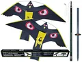 2 x Vogelscheuche Vogelschreck Raubvogel-Drache Habicht mit 1 x hochwertigem 7 Meter Glasfaser-Teleskopstab, Spannweite 1,40 m