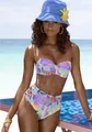 Bügel-Bandeau-Bikini-Top "Varia", in edlen Pastelltönen, Gr. 32 - Cup A, lila bedruckt Cup A