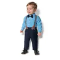 Yilaku Baby Junge Kleidung Kleinkind Junge Kleid Kleidung Junge Kleidung Junge formeller Anzug mit Fliege + Hosenträger Hose Kleinkind Junge Outfit Blau