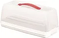 Curver Transportbox für Kuchen, mit Transporthaube und Tragegriff, rechteckig, spülmaschinenfest, transparent/weiß, 35x15x14cm, groß