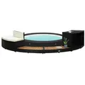vidaXL Whirlpool-Umrandung Schwarz Poly Rattan & Massivholz Akazie