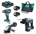Makita Akku-Kombo-Kit 18V DLX3179TX1 DDF485 DHR171 DGA511 2 x Akkus 5 Ah DC18RC