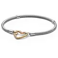 Pandora Charm-Armband 925 Silber mit Goldfarbenem Herz-Verschluss goldfarben 21 cm