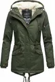 Marikoo Manolya Damen Winter Jacke Stepp Parka Mantel Teddyfell warm gefüttert Manolya Forest Green Gr. 36 - S
