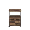 FORTE HOME BAR Barschrank mit Rollen und 2 Türen, Holzwerkstoff, Old Wood Vintage / Betonoptik Dunkelgrau, 60 x 88.5 x 40 cm