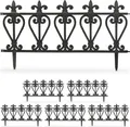 Relaxdays Beeteinfassung, 6er Set, Kunststoff, HxB: je 32,5 x 61 cm, Beetumrandung Garten, Zierzaun zum Stecken, schwarz