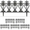 Relaxdays Beeteinfassung, 6er Set, Kunststoff, Hxb: Je 32,5 X 61 Cm, Beetumrandung Garten, Zierzaun Zum Stecken, Schwarz