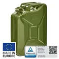 BW® Kraftstoffkanister Metall Benzinkanister 20 Liter - Olivegrün RAL 6003 - UN-Zulassung - Hergestellt in Europa - Grün